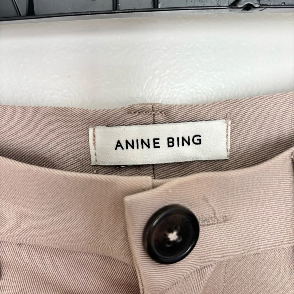 New Anine Bing‎ Carrie Pant Pleated Wide Leg in Taupe Tan Size 40